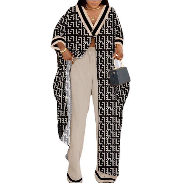 Damen Set aus kimonoartigem Oberteil und weitem Hosen Heidi-Mode