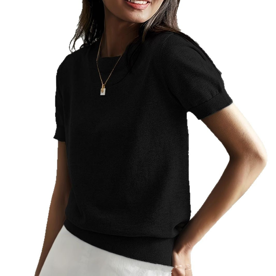 Damen Feinstrickpullover mit kurzarmiger Silhouette und weich fließendem Material Heidi-Mode