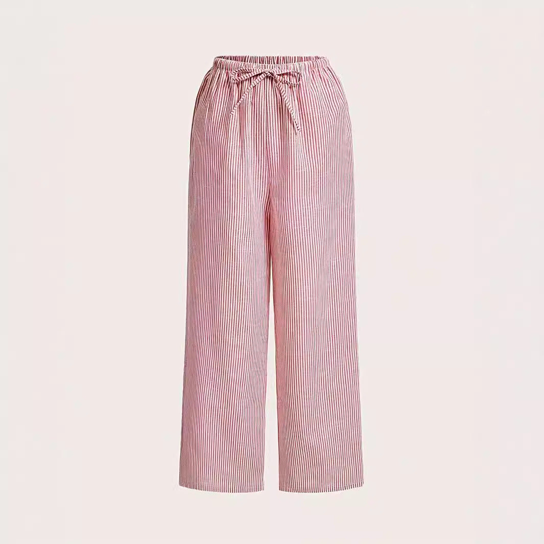 Damen Weite Sommerhose mit komfortablem Gummibund und Streifenmuster Heidi-Mode