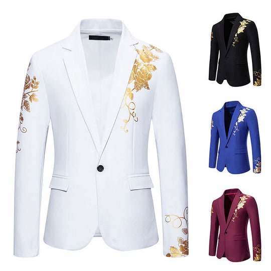 Herren eleganter Blazer mit floralem Gold-Design Heidi-Mode