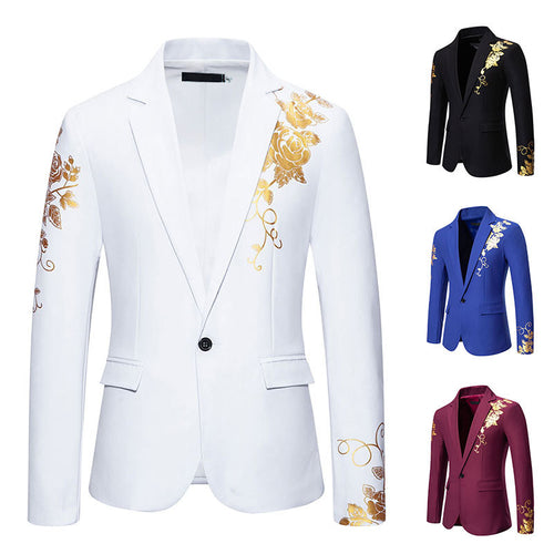Herren eleganter Blazer mit floralem Gold-Design Heidi-Mode