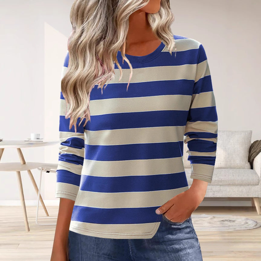 Damen Langarmshirt mit modernem Streifenmuster und bequemer Passform Heidi-Mode