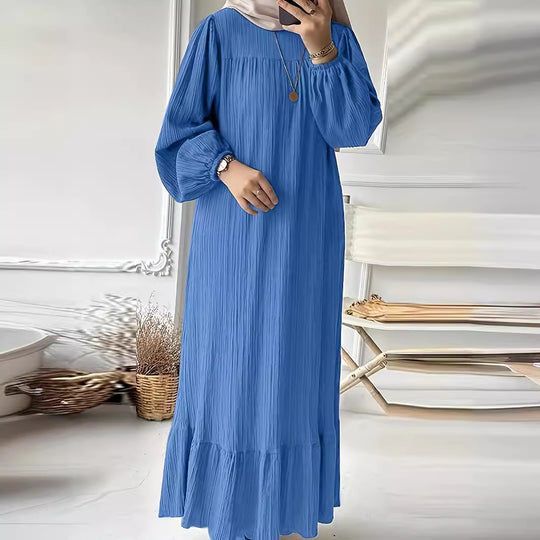 Damen Maxikleid mit waagerechtem Faltenwurf Heidi-Mode