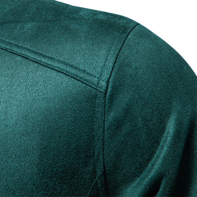 Herren trendige Kunstlederjacke mit modernem Stehkragen und praktischen Taschen Heidi-Mode