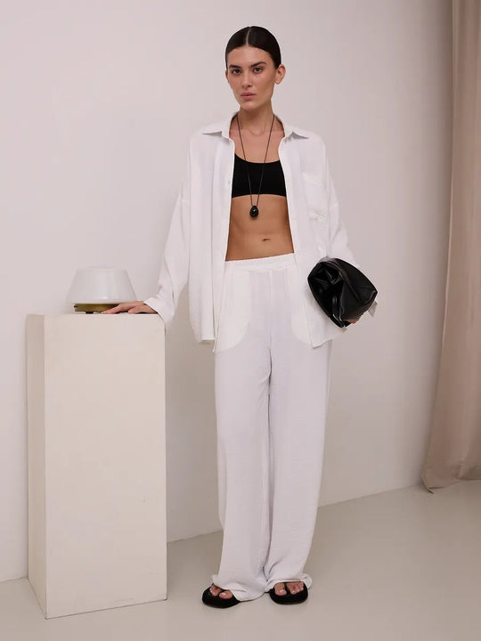 Damen lässige Bluse im Oversized-Stil mit Taschen Heidi-Mode