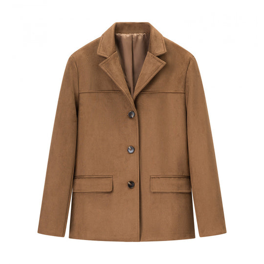 Damen klassische Blazerjacke aus weichem Material mit aufgesetzten Taschen Heidi-Mode