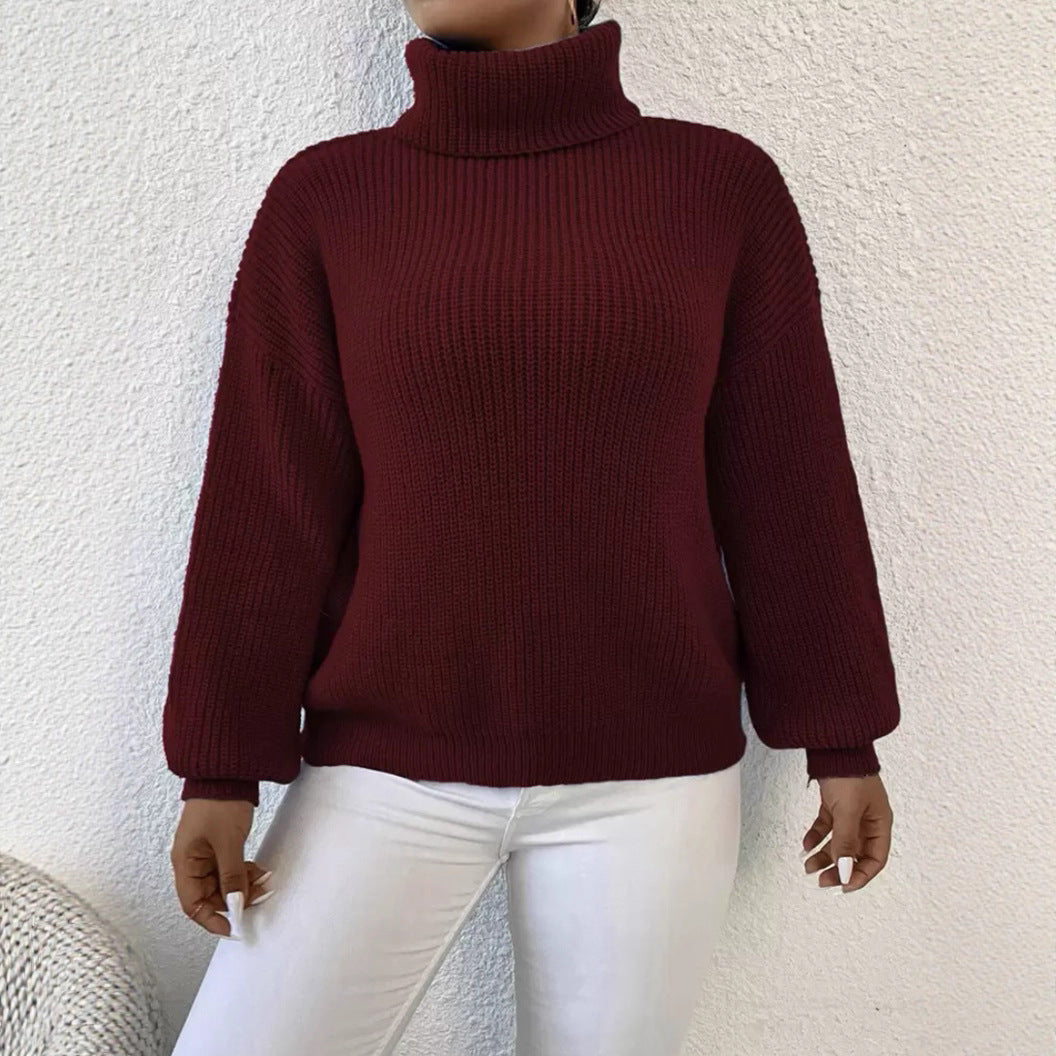 Damen Gemütlicher chunky Pullover mit Rollkragen und strukturiertem Strick Heidi-Mode