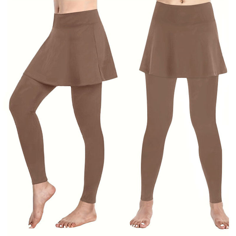Damen Leggings mit rockähnlicher Einlage und hohem Bund Heidi-Mode