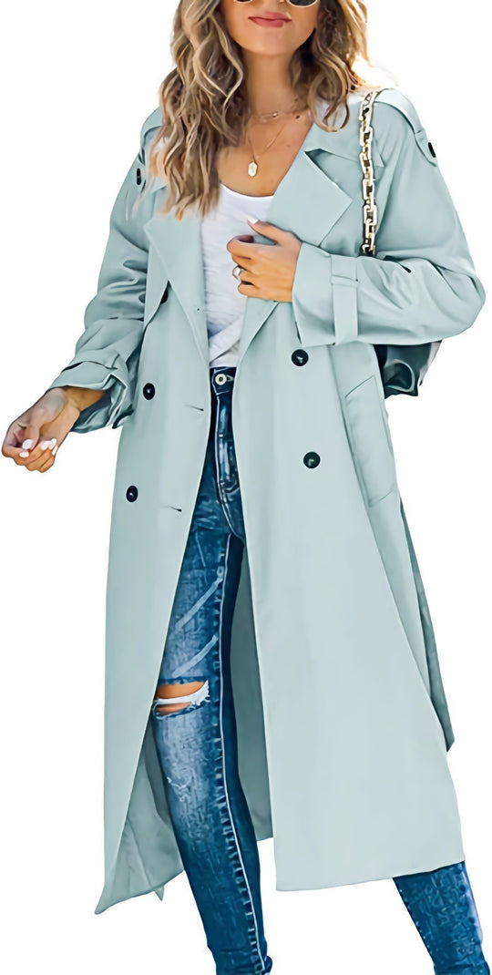 Damen Eleganter Trenchcoat im Oversize-Stil mit Taillengürtel Heidi-Mode
