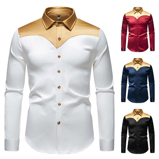 Herren Elegante Satin Dress Shirt Heidi-Mode