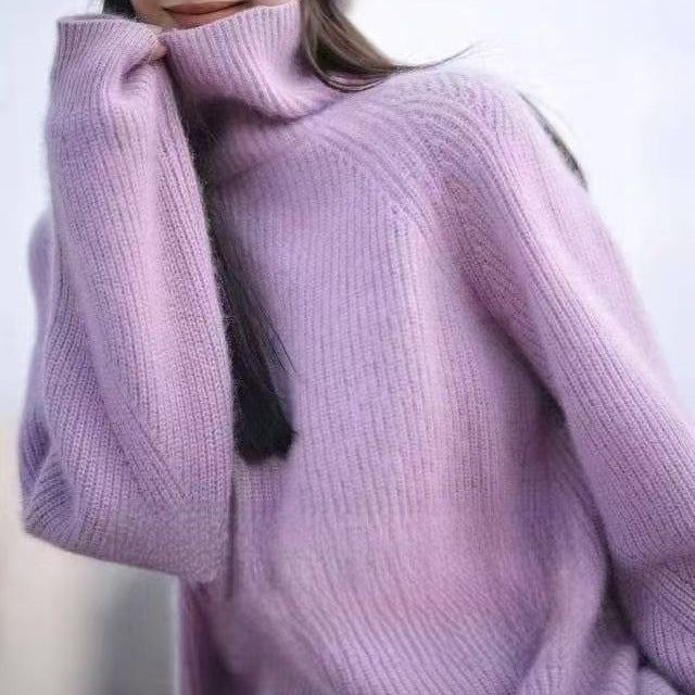 Damen Kuscheliger Rollkragenpullover aus weicher Baumwolle Heidi-Mode