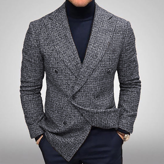 Herren modischer doppelreihiger Blazer mit feinem Strukturdesign Heidi-Mode