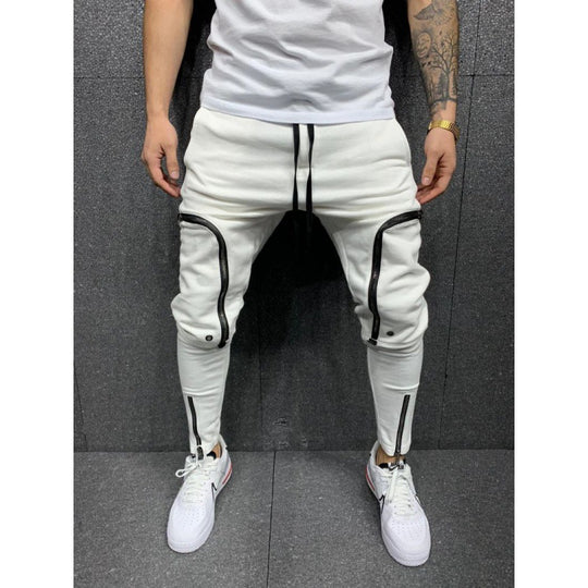 Herren Sportliche Jogginghose mit stylischen Reißverschlüssen und körpernahem Schnitt Heidi-Mode