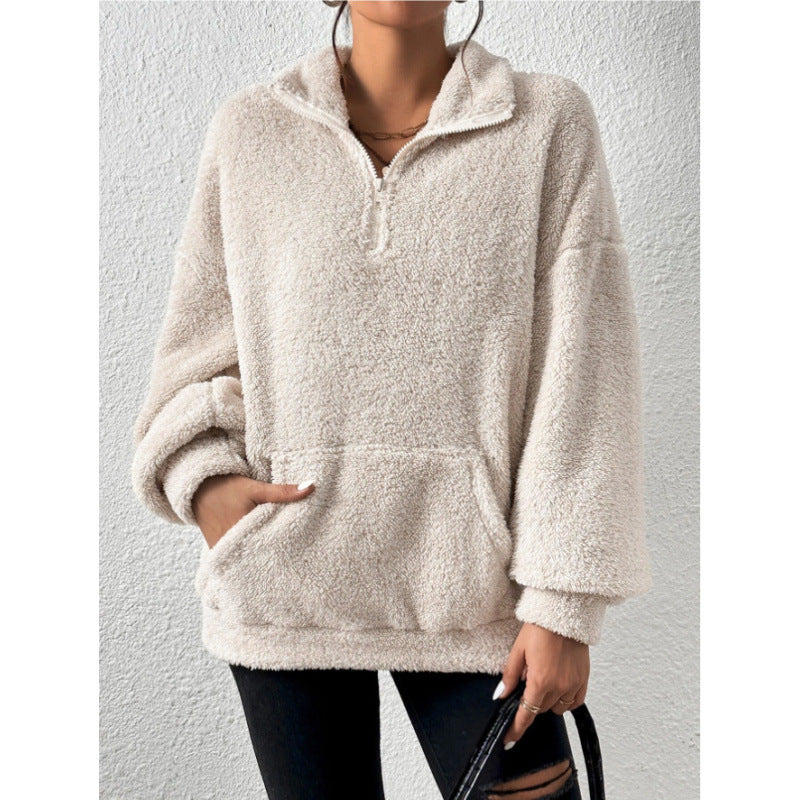 Damen Fleece-Pullover mit hohem Kragen Heidi-Mode