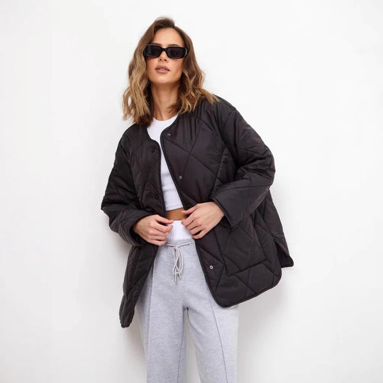 Damen gesteppte Freizeitjacke mit hoch geschlossenem Kragen und modischem Schnitt Heidi-Mode