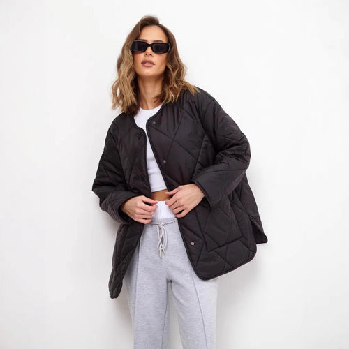 Damen gesteppte Freizeitjacke mit hoch geschlossenem Kragen und modischem Schnitt Heidi-Mode
