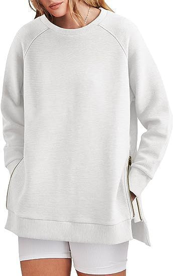 Damen lässiger Sweatshirt mit Seitentaschen und Reißverschluss Heidi-Mode