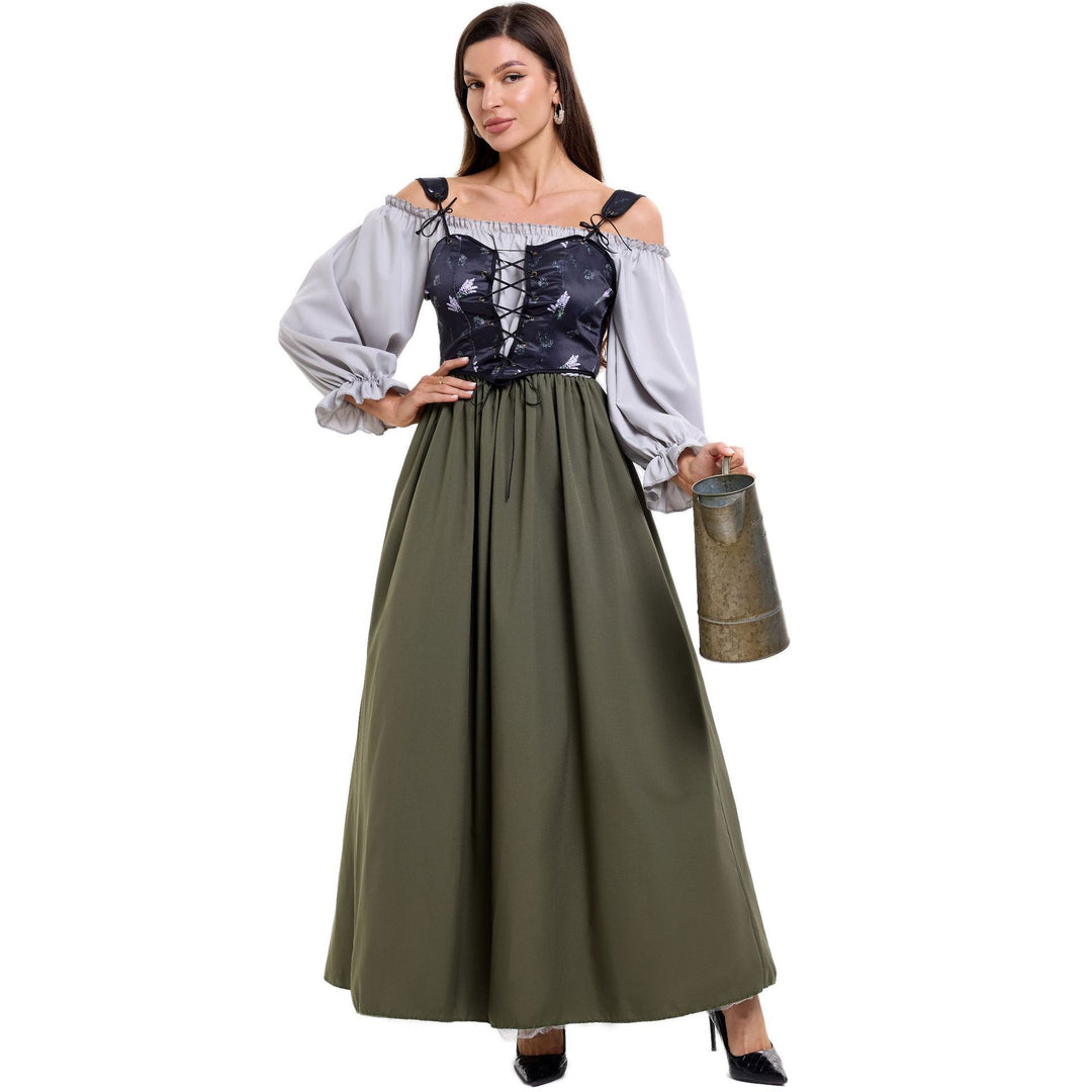 Damen Trachtenkleid mit romantischem Oberteil und fließendem Rock Heidi