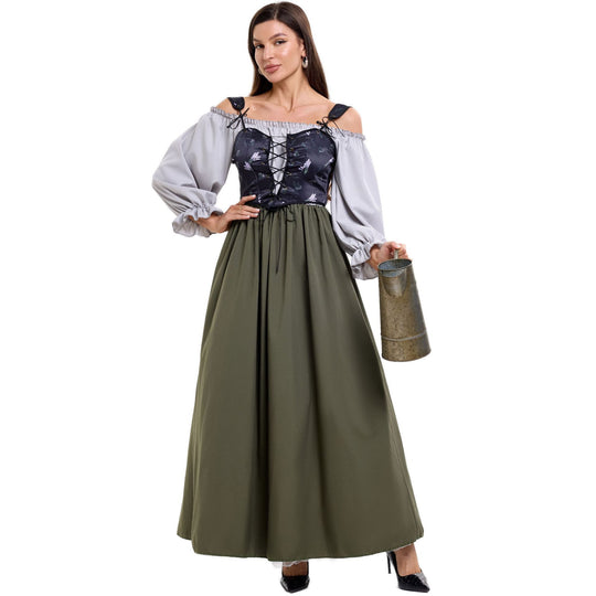 Damen Trachtenkleid mit romantischem Oberteil und fließendem Rock Heidi
