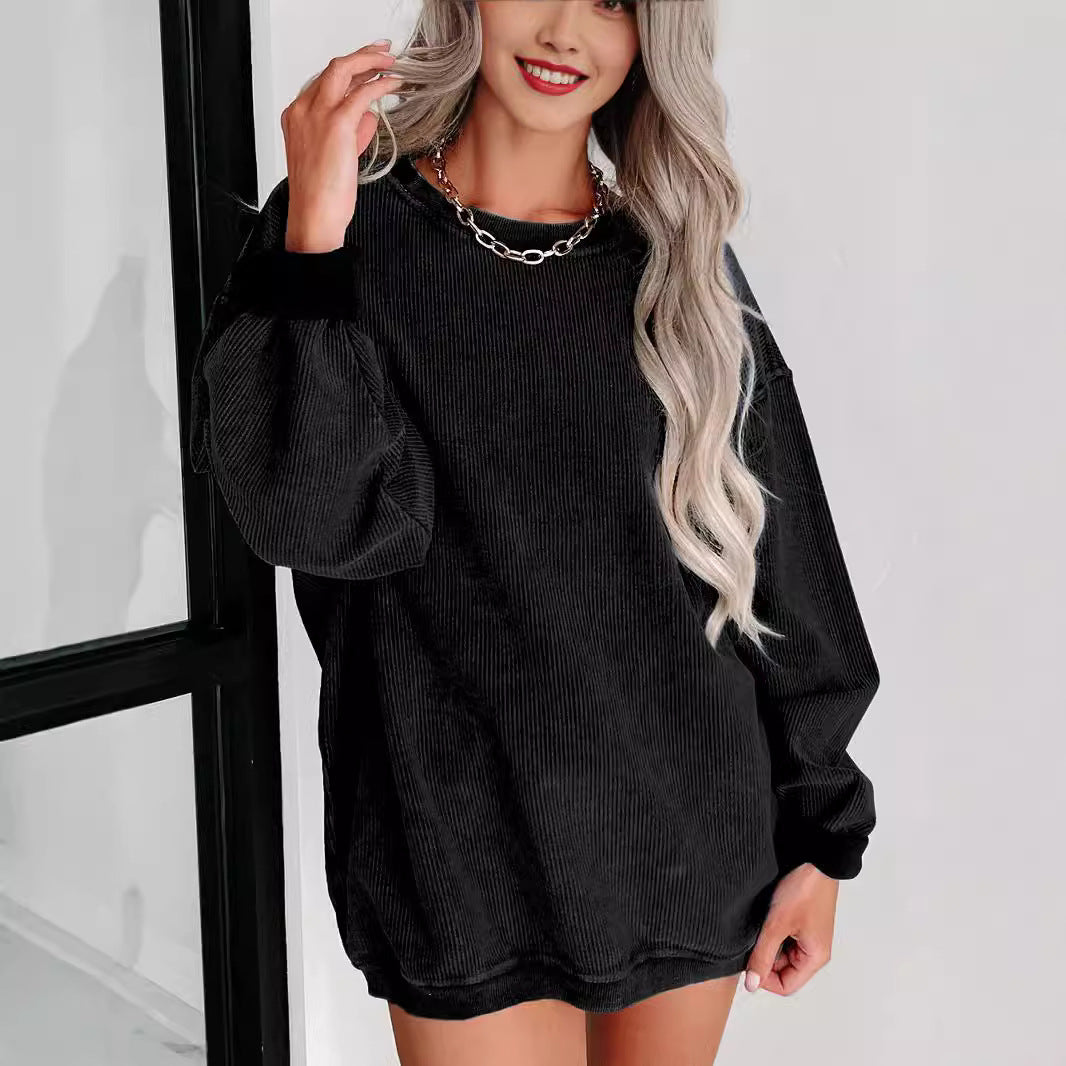 Damen Bequemer Oversized Pullover aus geripptem Material Heidi-Mode