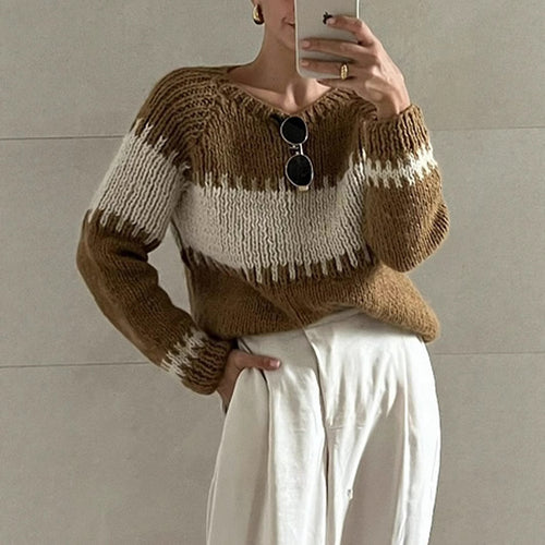 Damen gestrickter Oversized Pullover Heidi-Mode