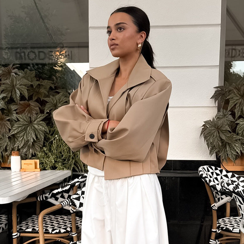 Damen cropped Jacke mit überschnittenen Schultern Heidi-Mode