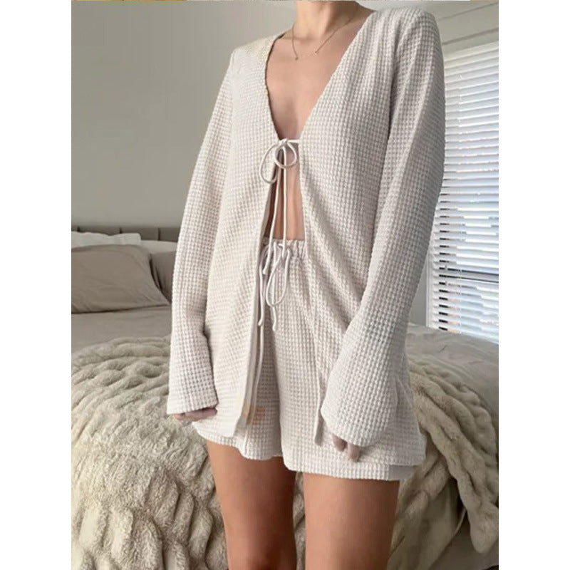 Damen lässiger Cardigan mit tiefem V-Ausschnitt und lockerer Passform Heidi-Mode