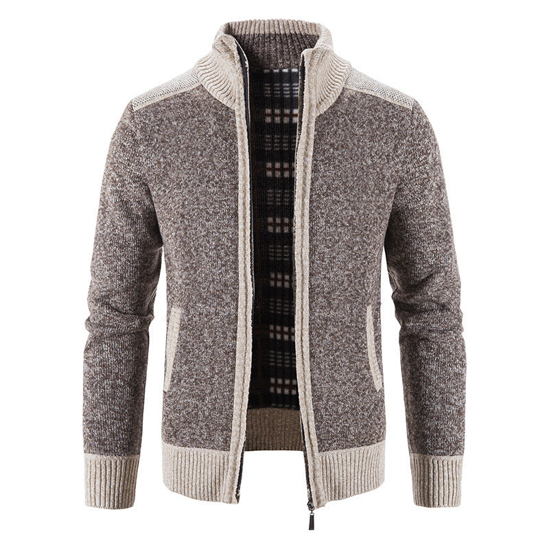 Herren Strickjacke mit modernem Stehkragen und strukturiertem Design Heidi-Mode