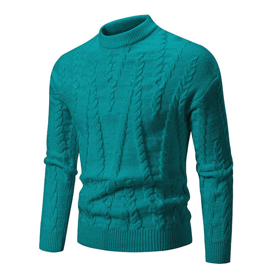 Herren Strickpullover mit Zopfmuster und hohem Kragen Heidi-Mode