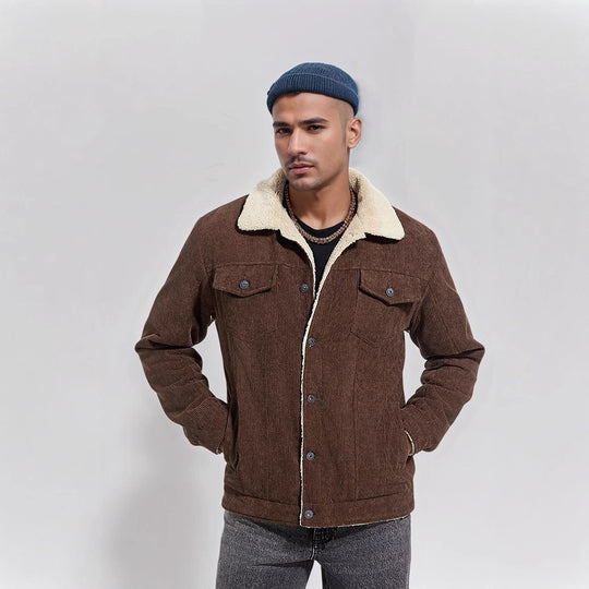 Herren kuschelige Cord-Jacke mit warmem Futter Heidi-Mode