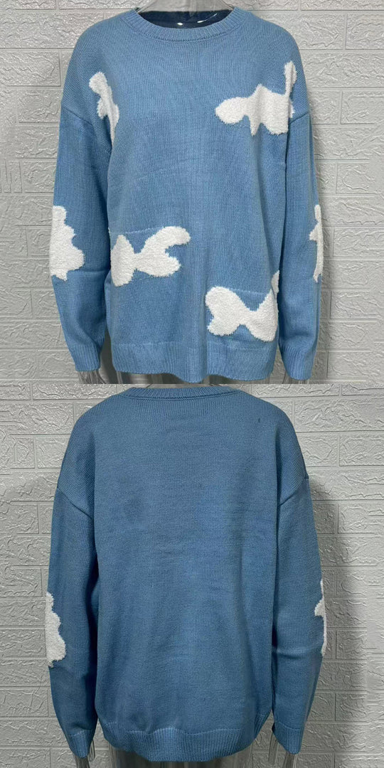 Damen lässiger Pullover mit wolkenartigen Mustern Heidi-Mode