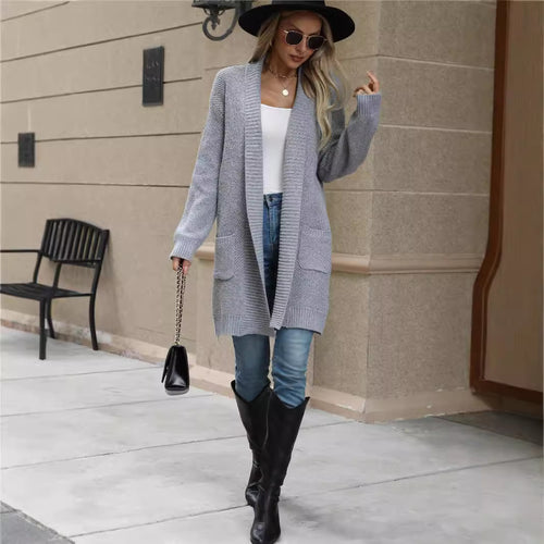 Damen Strickjacke mit offener Vorderseite und lässigem Schnitt Heidi-Mode