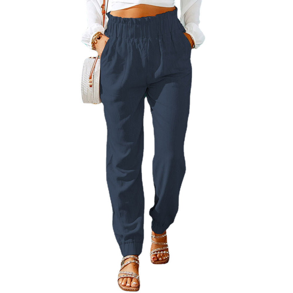 Damen Bequeme und elegante Sommerhose mit elastischem Bund und praktischen Taschen Heidi-Mode