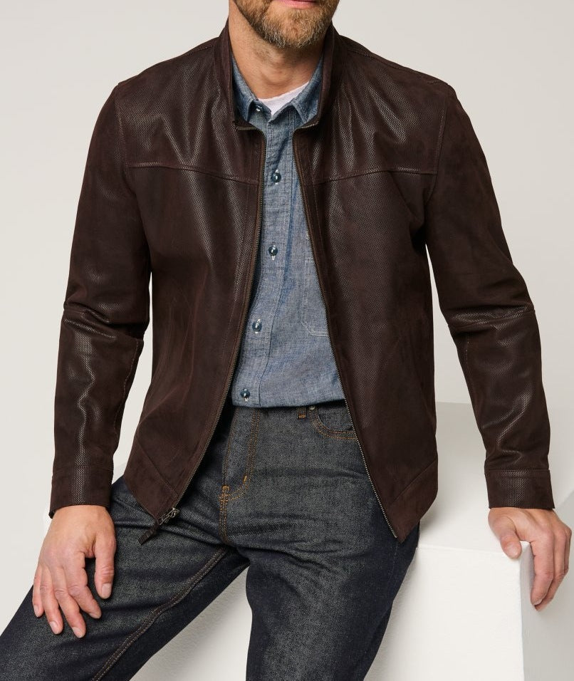 Herren Lederjacke im modernen Schnitt mit strukturiertem Obermaterial Heidi-Mode