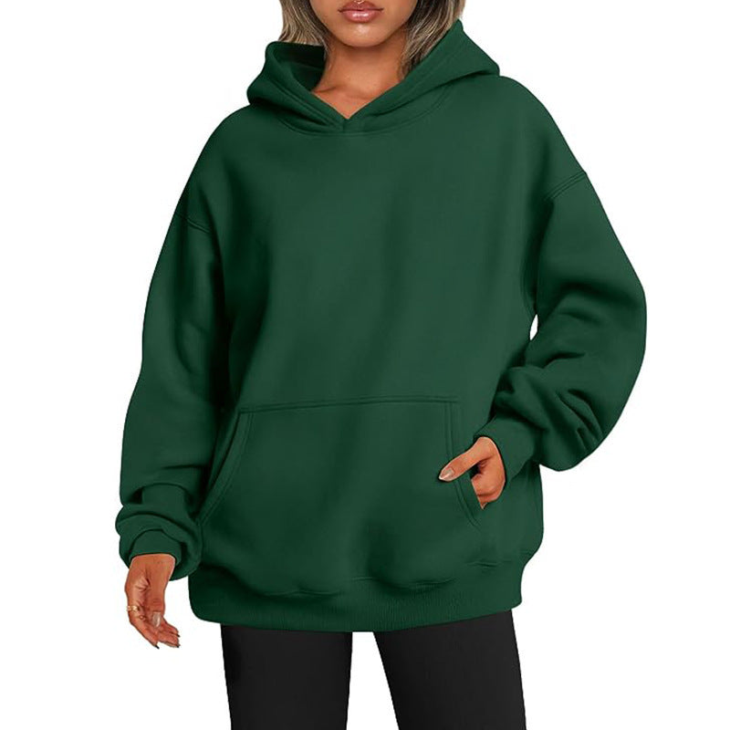 Damen Übergrößen Kapuzenpullover mit praktischen Taschen undlässigem Schnitt Heidi-Mode