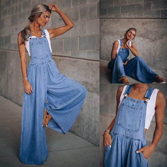 Femme Weite-Leg Denim Overalls Heidi-Mode