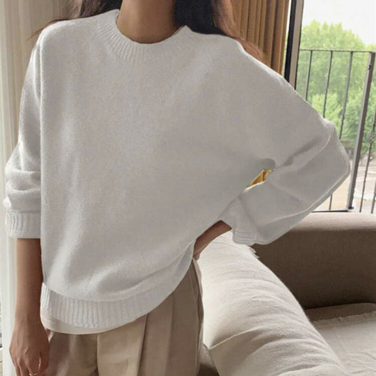 Damen Gemütlicher Rundhals-Pullover aus hochwertigem Stoff Heidi-Mode