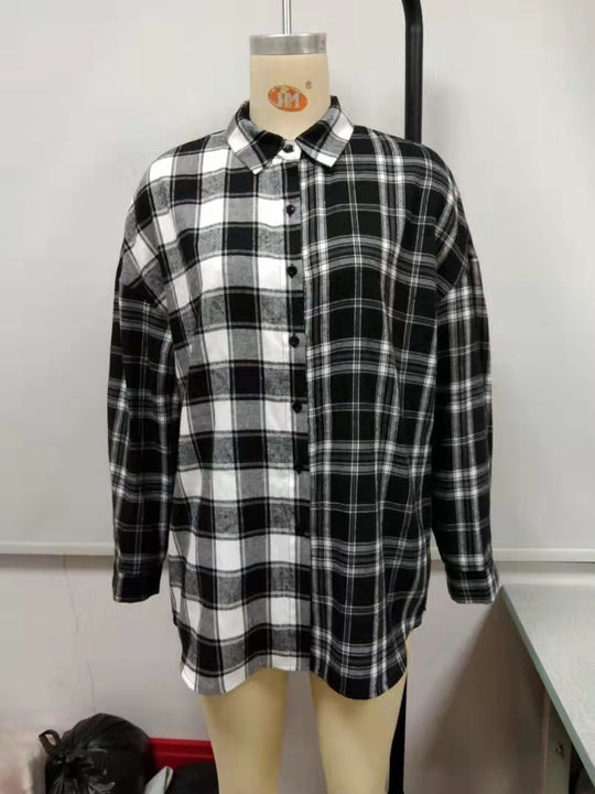 Damen lässige Flanellhemdjacke mit Karomuster Heidi-Mode