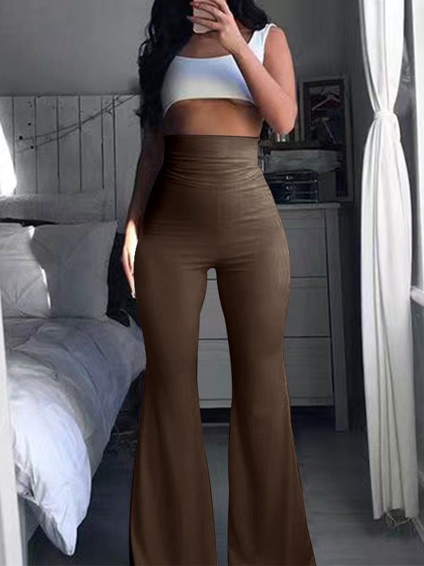 Damen Hochtaillierte Schlaghose mit elastischem Bund und komfortablem Schnitt Heidi-Mode