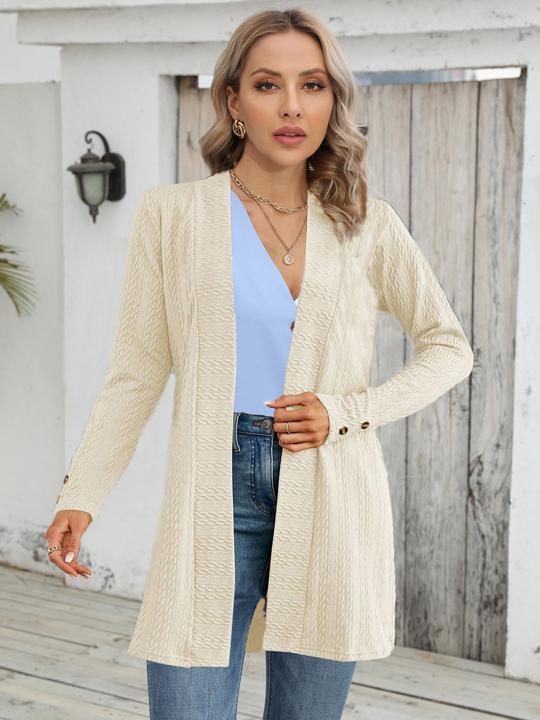 Damen Strickjacke mit strukturiertem Design und eleganten Knopfdetails Heidi-Mode