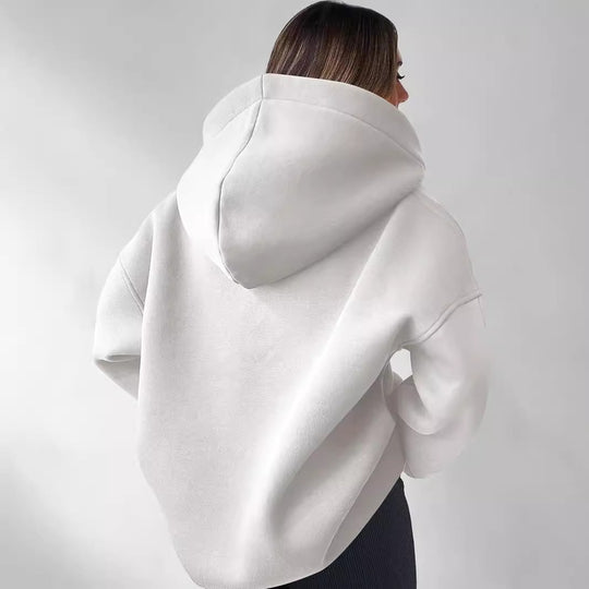Damen Oversized Kapuzenpullover mit halbem Reißverschluss Heidi-Mode