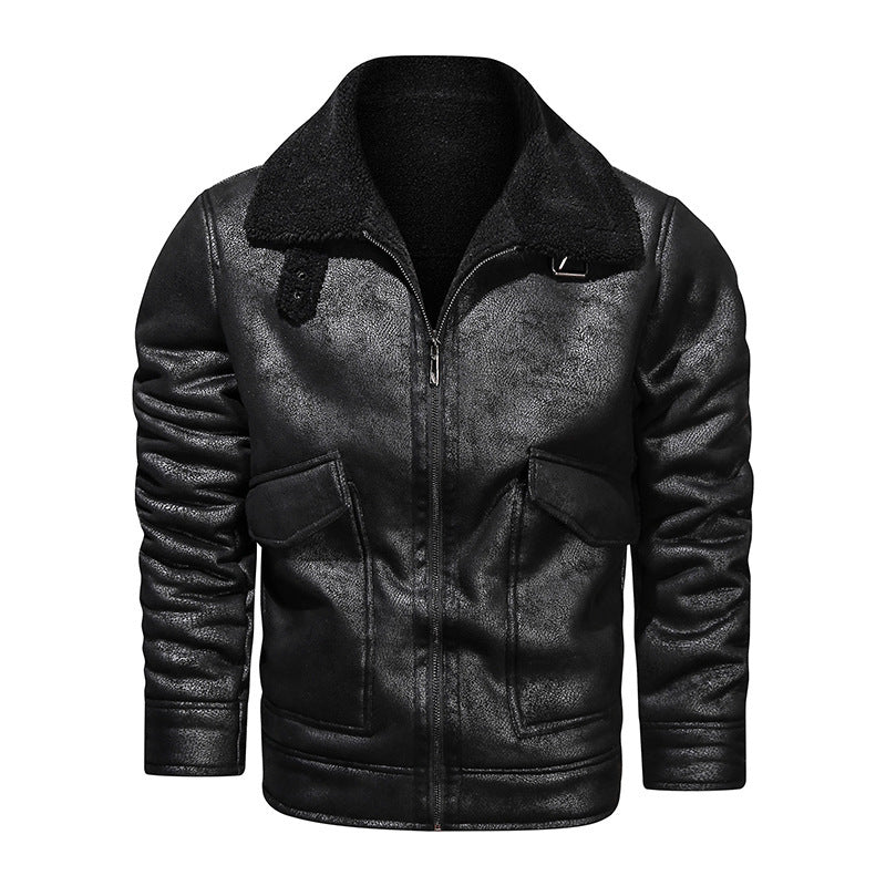 Herren Lederjacke mit warmem Fleeceinnenfutter und praktischen Taschen Heidi-Mode