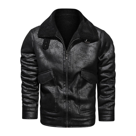 Herren Lederjacke mit warmem Fleeceinnenfutter und praktischen Taschen Heidi-Mode