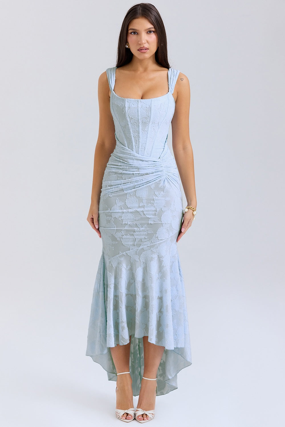 Damen Elegantes Maxikleid mit raffinierten Rüschen und schmeichelndem Schnitt Heidi-Mode