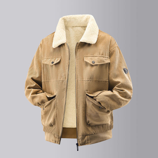 Herren kuschelige Teddy-Fleecejacke mit praktischen Brusttaschen und elastischen Bündchen Heidi-Mode