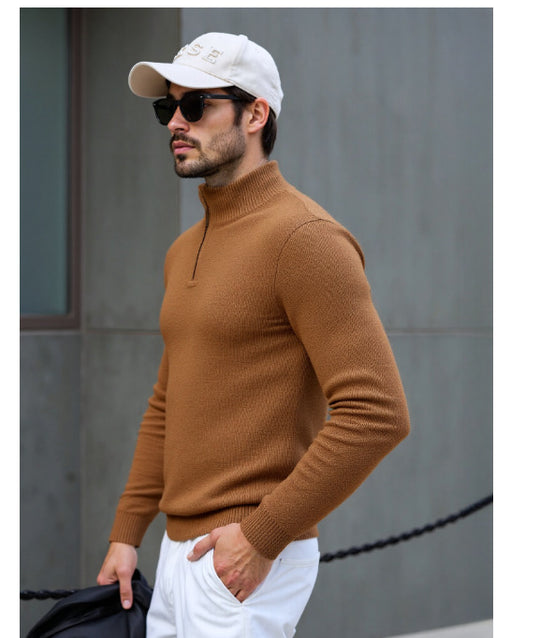 Herren Rollkragenpullover mit modernem Strukturdesign Heidi-Mode