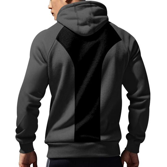 Herren Kapuzensweater mit kurzem Reißverschluss und praktischer Kängurutasche Heidi-Mode