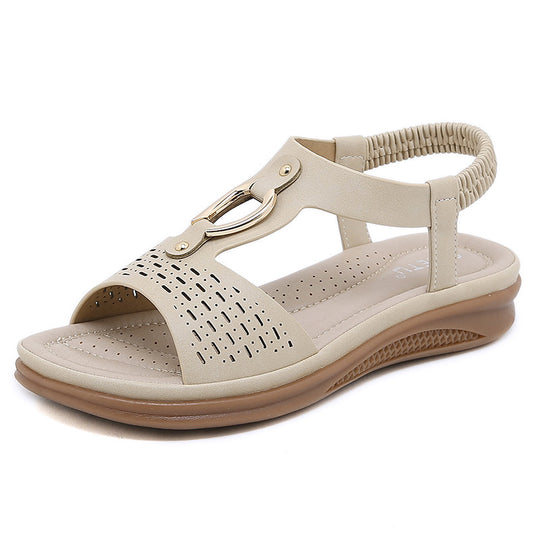 Damen Komfortable Sandalen mit atmungsaktiver Lochstruktur und modischer Schnallenapplikation Heidi-Mode