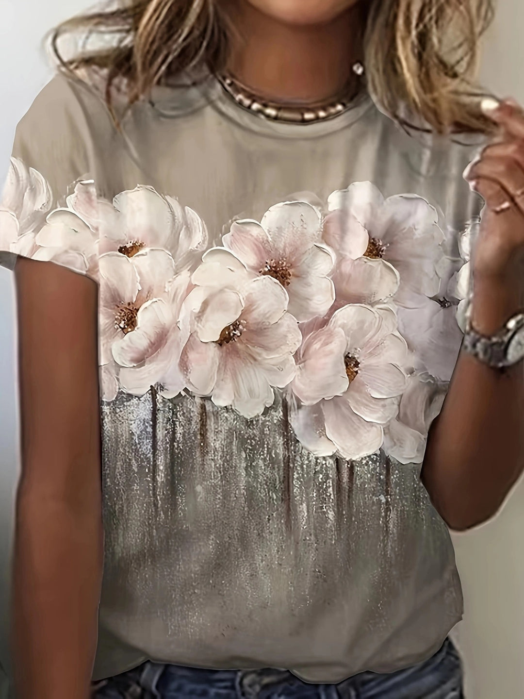 Damen T-Shirt mit floralem Design und modernem Schnitt Heidi-Mode