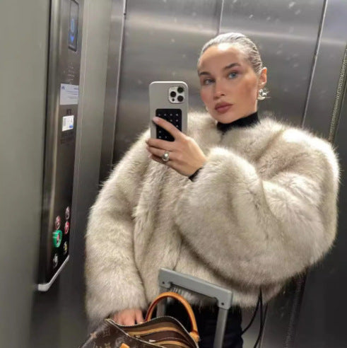 Damen kurzärmlige Pelzjacke Heidi-Mode